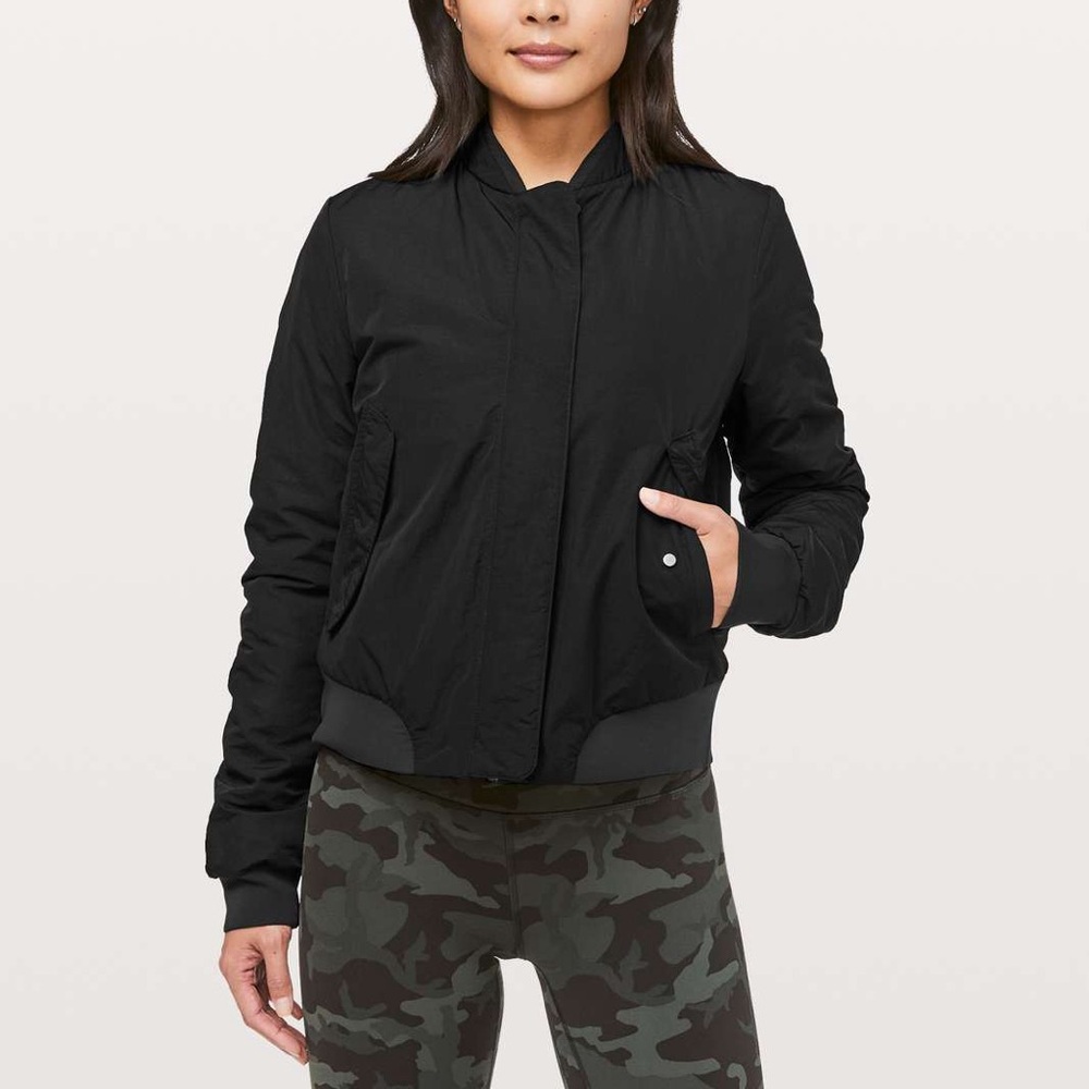 LULULEMON warm two ways bomber jacket black size 2
